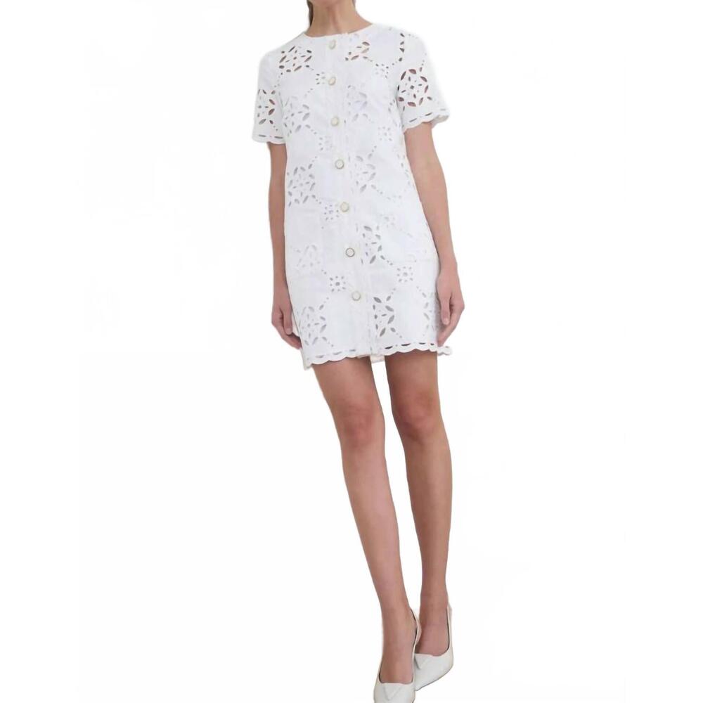 NEW ZOE AND CLAIRE everly eyelet romance mini dress in white